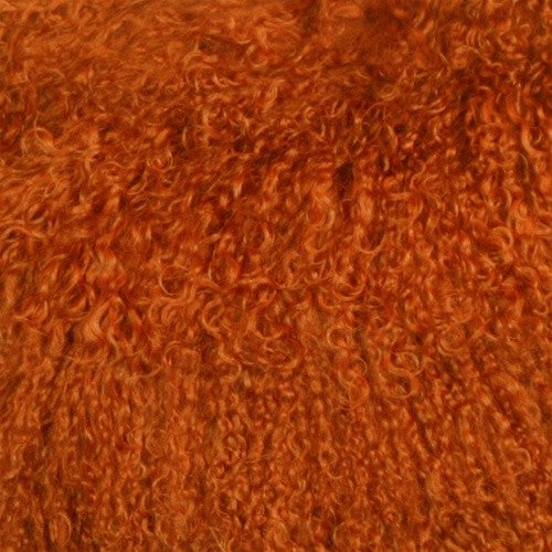 Genuine Mongolian Sheepskin Throw Pillow with Insert (16+ Colors), Burnt Orange