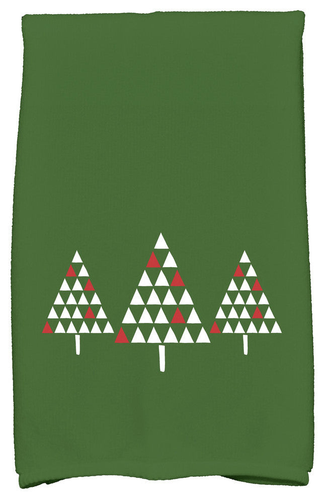 Trio of Trees Holiday Geometric Print Kitchen Towel, Green