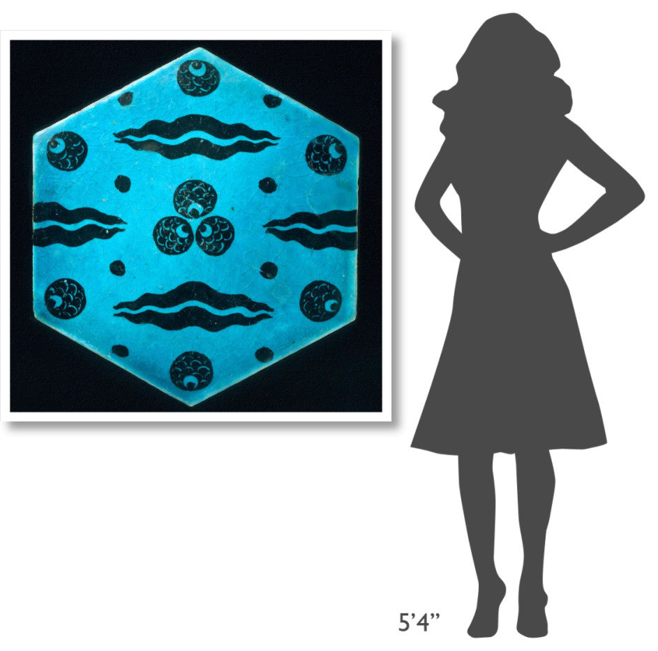 "Blue Hexagonal Tile" Print 17th Century Syrian Artisan, 42"x42"