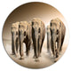 Walking Herd Of Elephants, Animal Large Disc Metal Wall Art, 23"