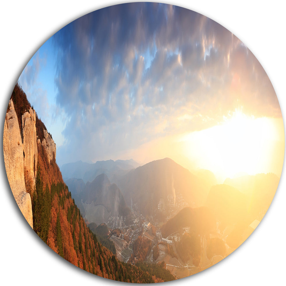 Cave City Eski-Kermen, Landscape Photography Round Metal Wall Art, 36"