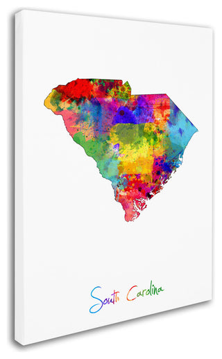 "South Carolina Map" Canvas Art by Michael Tompsett
