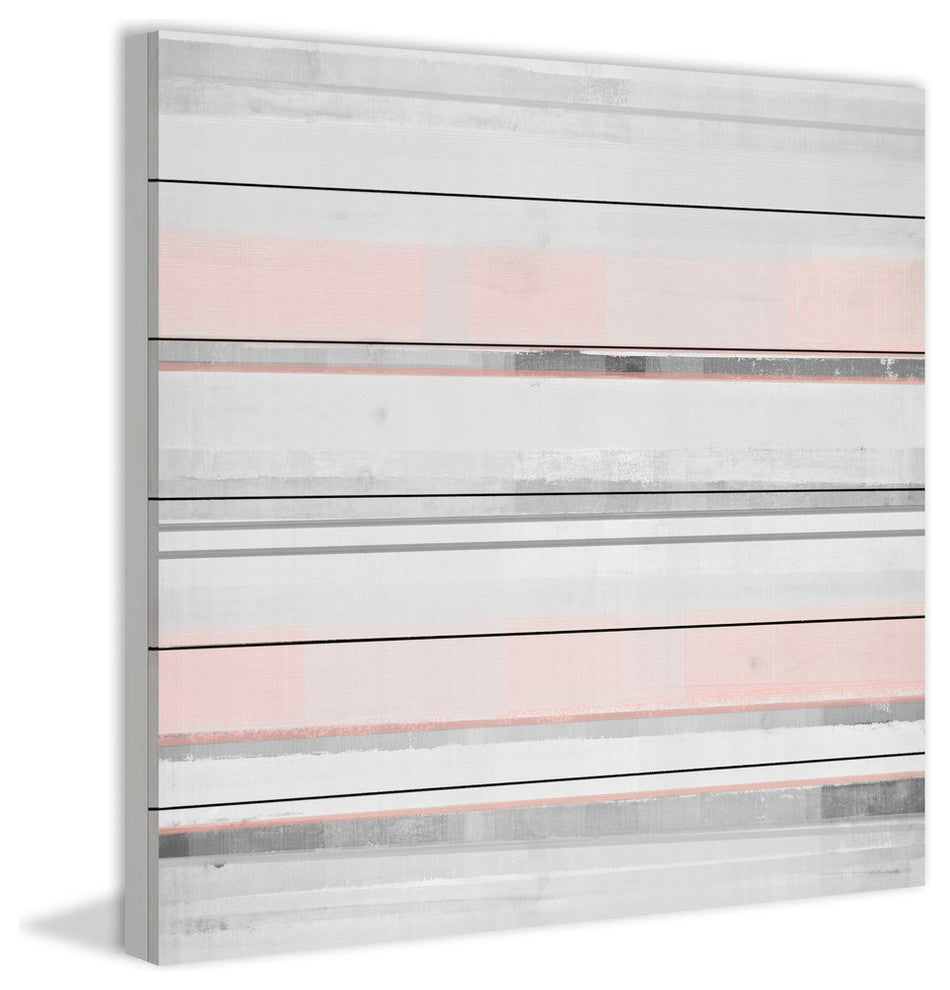 "Pink and Grey" Painting Print on White Wood