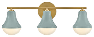 Lark Haddie 24" Modern Three-Light Bath Vanity, Seafoam + Lacquered Brass