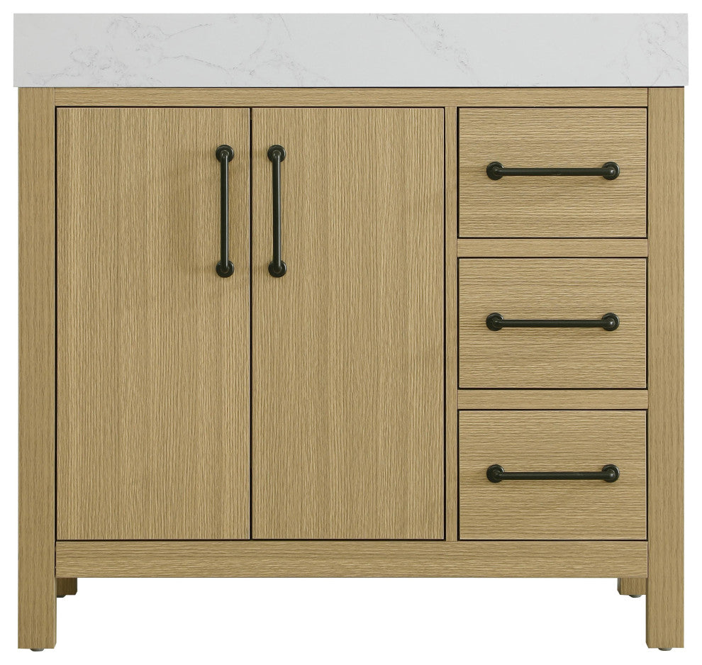 Home Living 36" Single Bathroom Vanity, Honey Brown