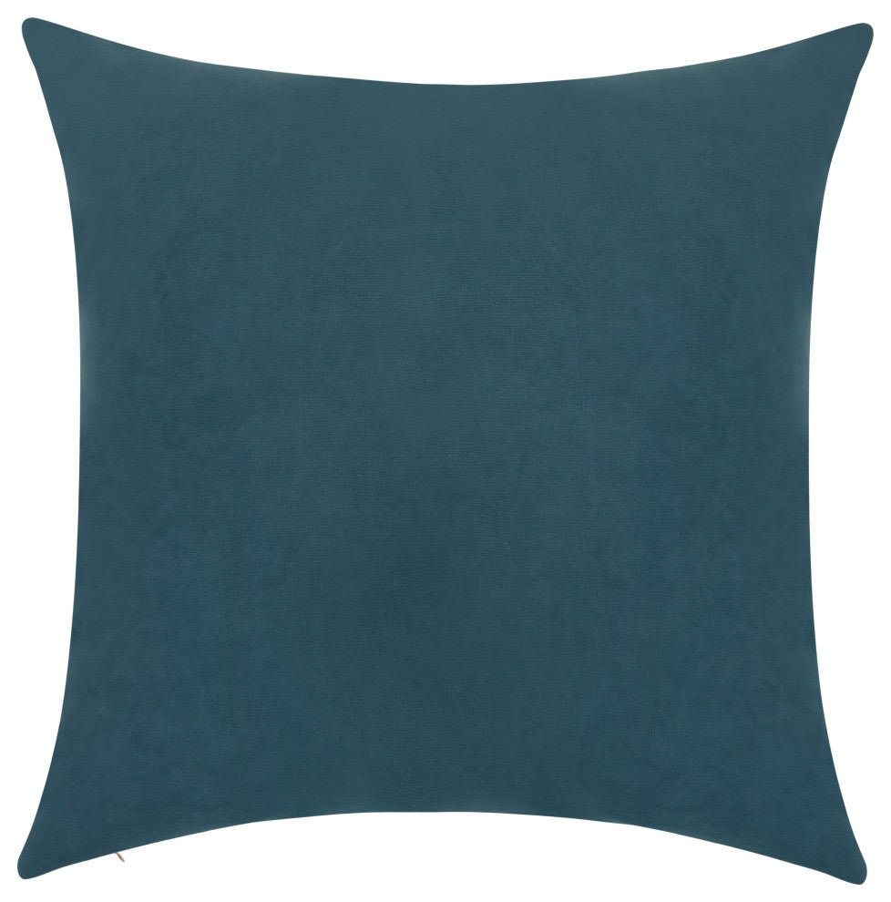 Delara Set of 1 Velvet 20x20", Cushion Cover, Teal Blue, Pillow Cover Only