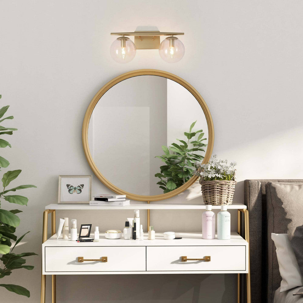 Modern Globe Bathroom Wall Light Glass Gold Dome Vanity Light