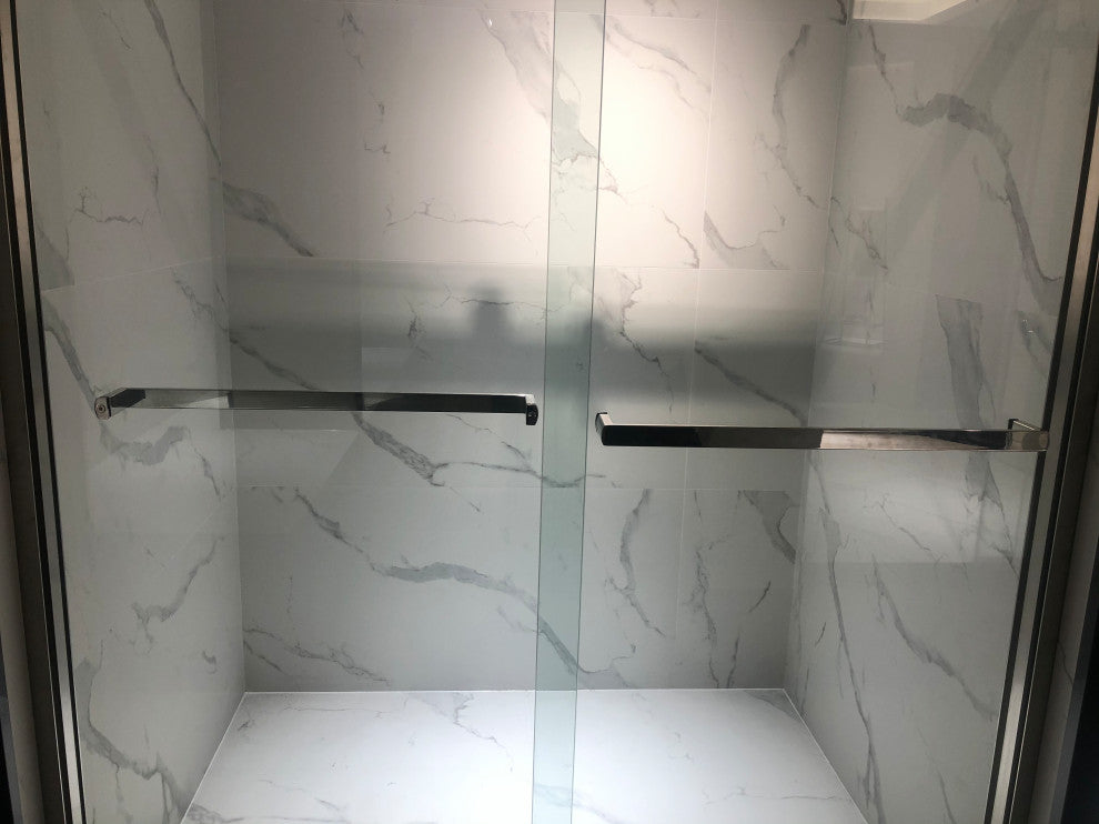76"Hx60"W Framed Sliding Shower Door, Polished Chrome