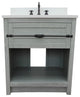 30" Single Vanity, Gray Ash, White Engineered Stone Top, Oval Sink