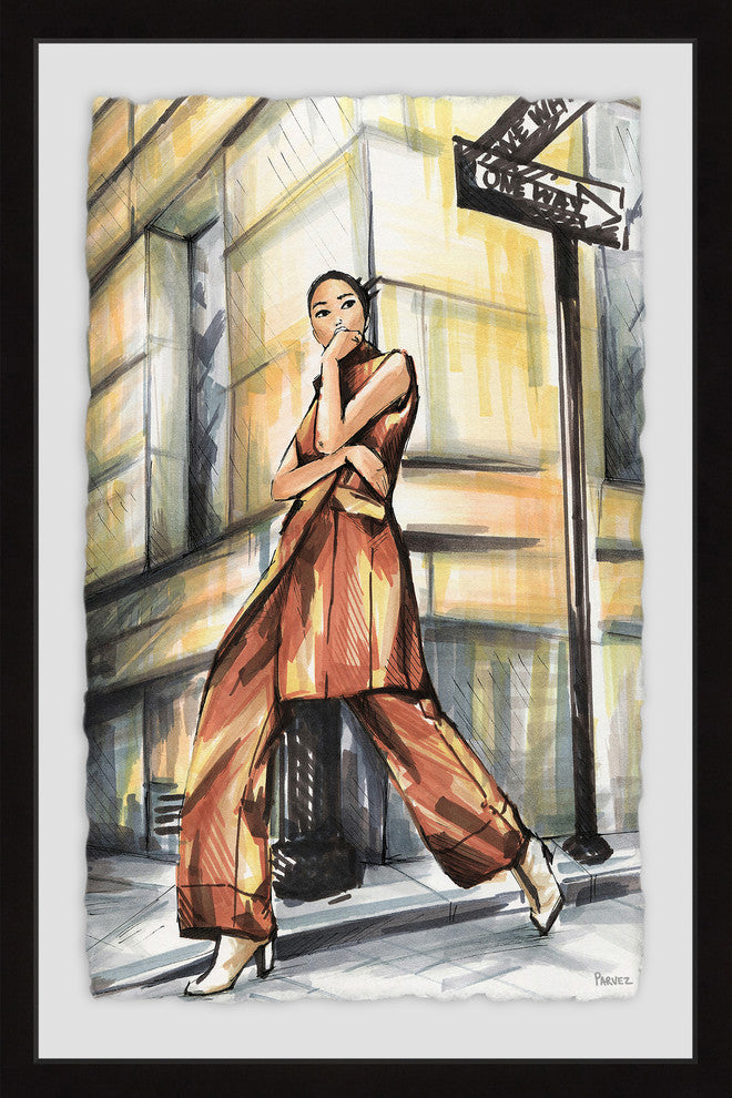 "Corner Street Fashion" Framed Painting Print, 30"x45"
