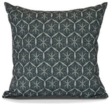 Tufted, Geometric Print Outdoor Pillow, Black, 16" x 16"