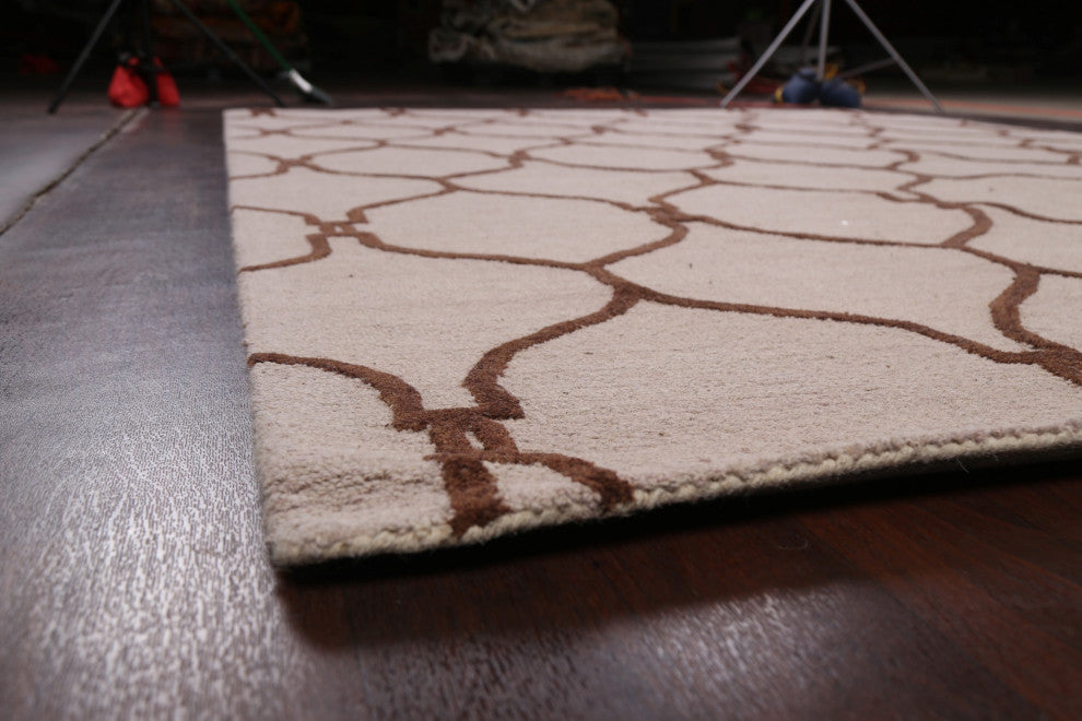 Trellis Contemporary Oriental Area Rug Hand-tufted Wool Carpet 9x12