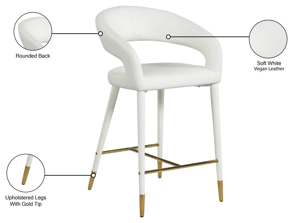 Destiny Counter Stool, Off White Cream, Vegan Leather