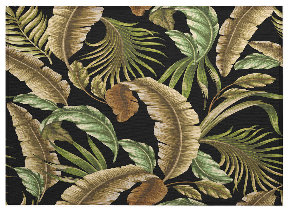 Indoor/Outdoor Tropics TC1 Black Machine Washable 1'8" x 2'6" Rug
