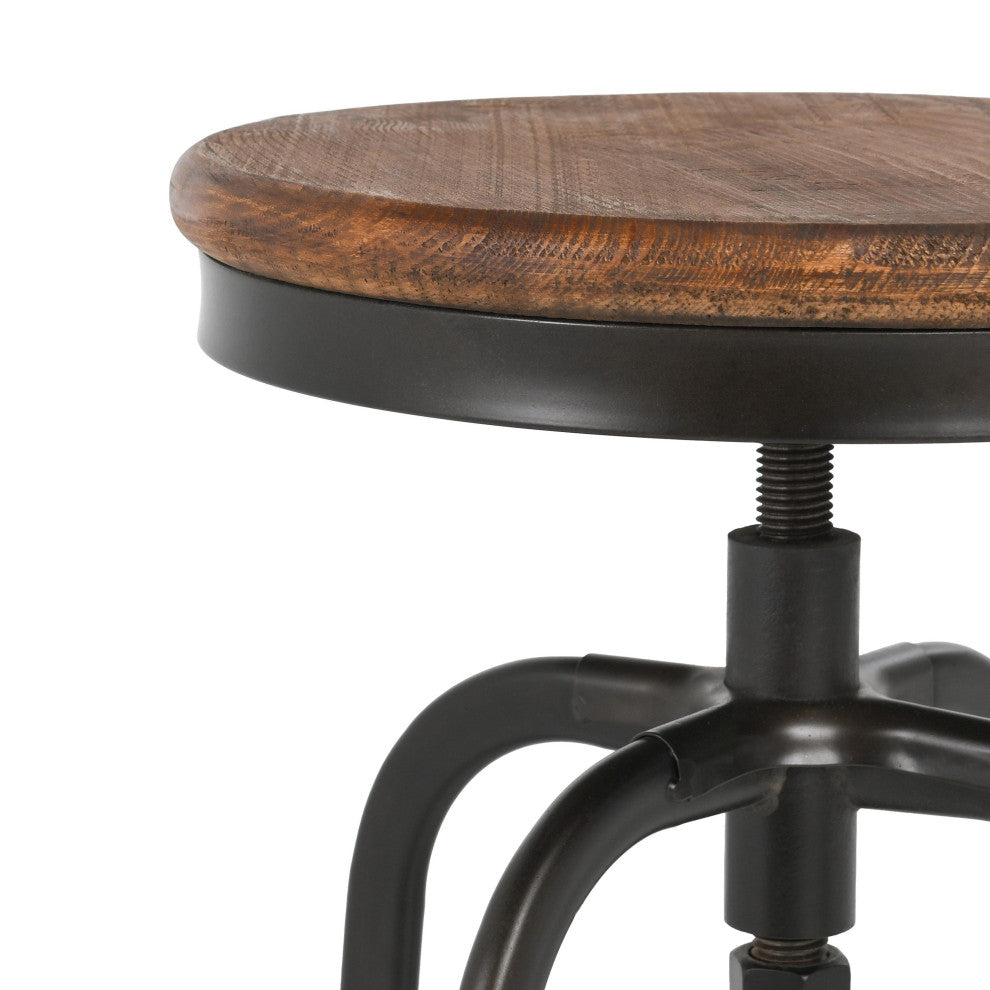 Piper Adjustable Counter Stool, Black Base, Natural Brown Top