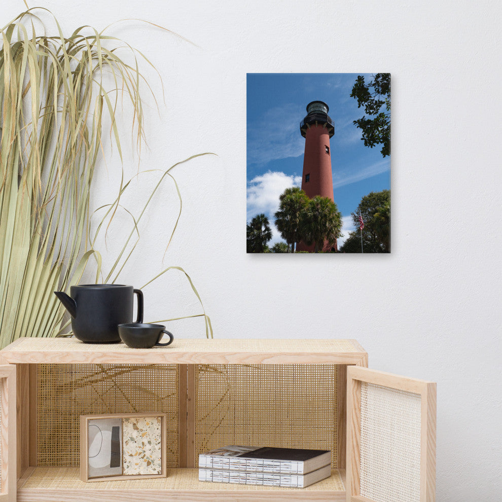Jupiter Lighthouse 2 Color Coastal Landscape Canvas Wall Art Print, 16" X 20"