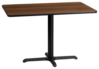 24'' x 42'' Rectangular Walnut Laminate Table Top with 22'' x 30'' Base