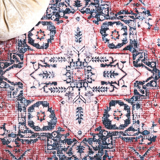 Safavieh Arizona Machine-Washable Collection ARZ316 Rug, Red/Navy, 4'x6'