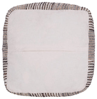 Athos Multicolor Modern Striped Handmade Cotton Blend Cube Pouf, 18"x18"x18"