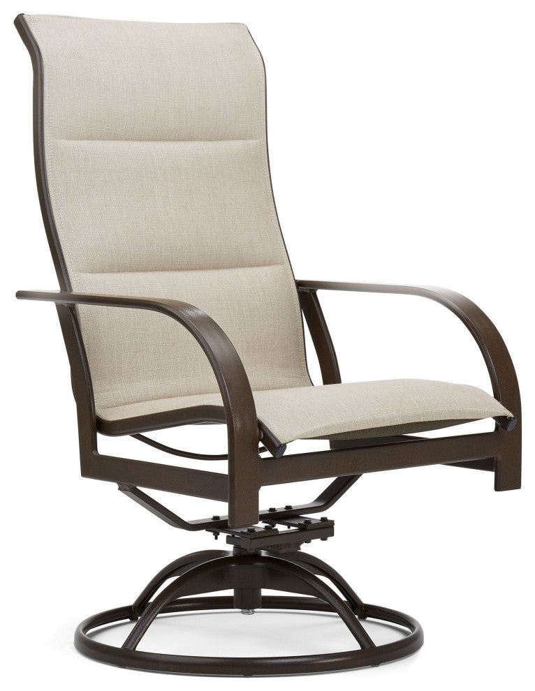 Key West Padded Sling Ultra High Back Swivel Rocker Dining Chair