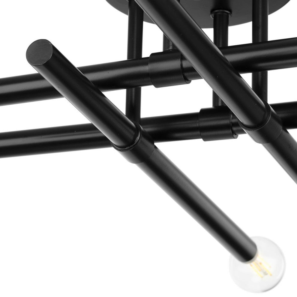 Arya Collection Four-Light Brushed Gold Luxe 20" Semi-Flush Mount Light, Matte Black