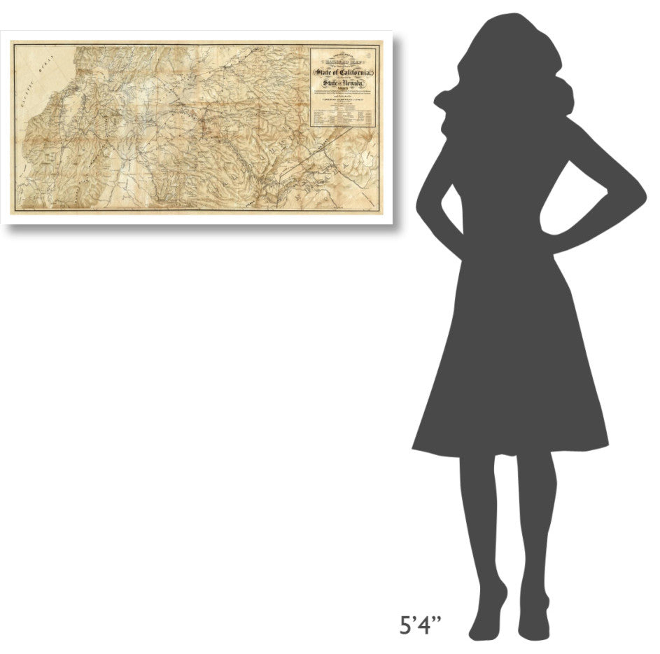 "The Central Part of the State of California, 1865" Paper Art, 42"x21"