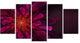 Pink Alien Fractal Flower, Floral Canvas Art Print, 60"x32", 5 Panels