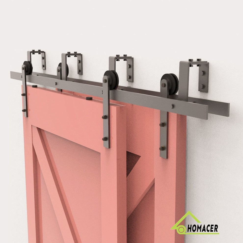 Bypass Sliding Barn Door Hardware Kit, Straight Design