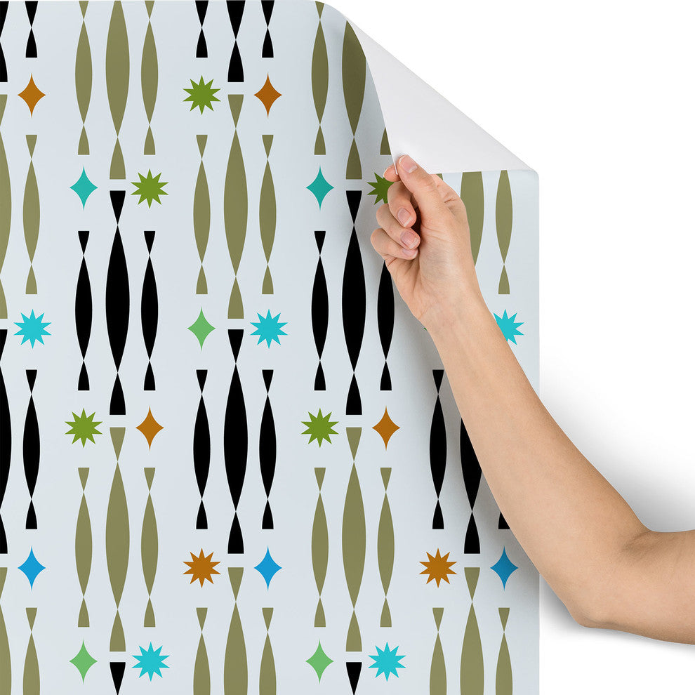 Deny Designs Andi Bird Beatnik Wallpaper, Blue, 2'x8'