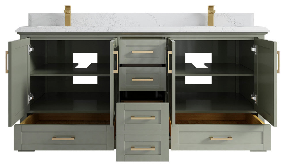 Boston 72 Double Sink Bath Vanity in Evergreen 1.5" Empira Quartz