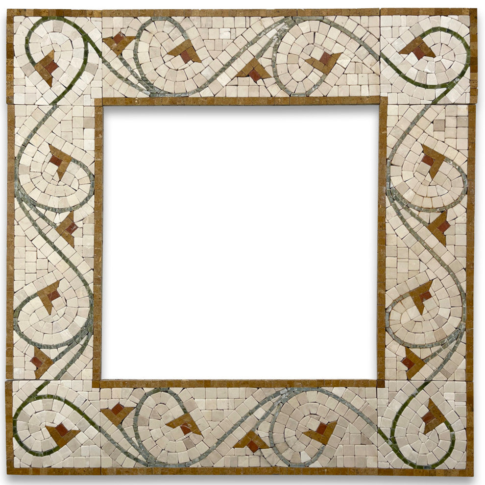 Marble Mosaic Border Listello Accent Tile Agean Antique 5x14.5 Tumbled, 1 piece