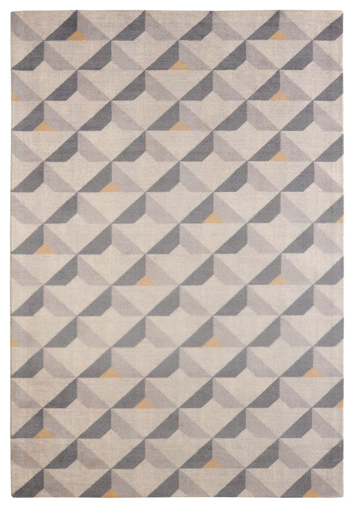 Gray Diorite Mid-Century Modern Geometric Area Rug, 5'x7'