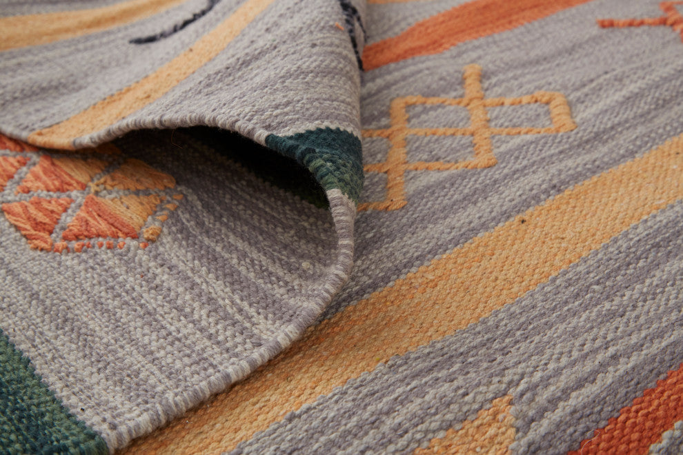 Weave & Wander Amara Southwestern Serape Style Rug, Gray/Orange, 8'x10'