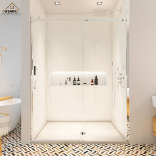 60-in x 76-in Frameless Sliding Shower Door, Chromed