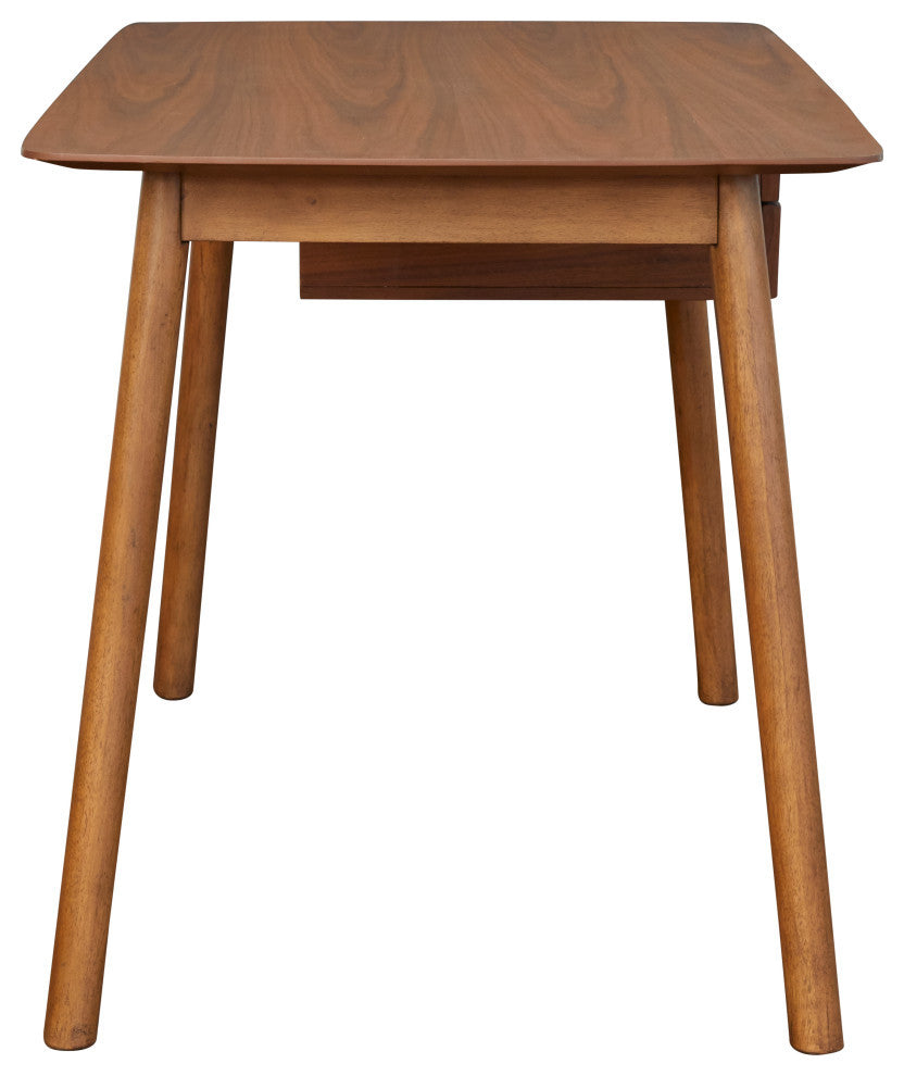 Walnut Home Desk With 2-Drawers