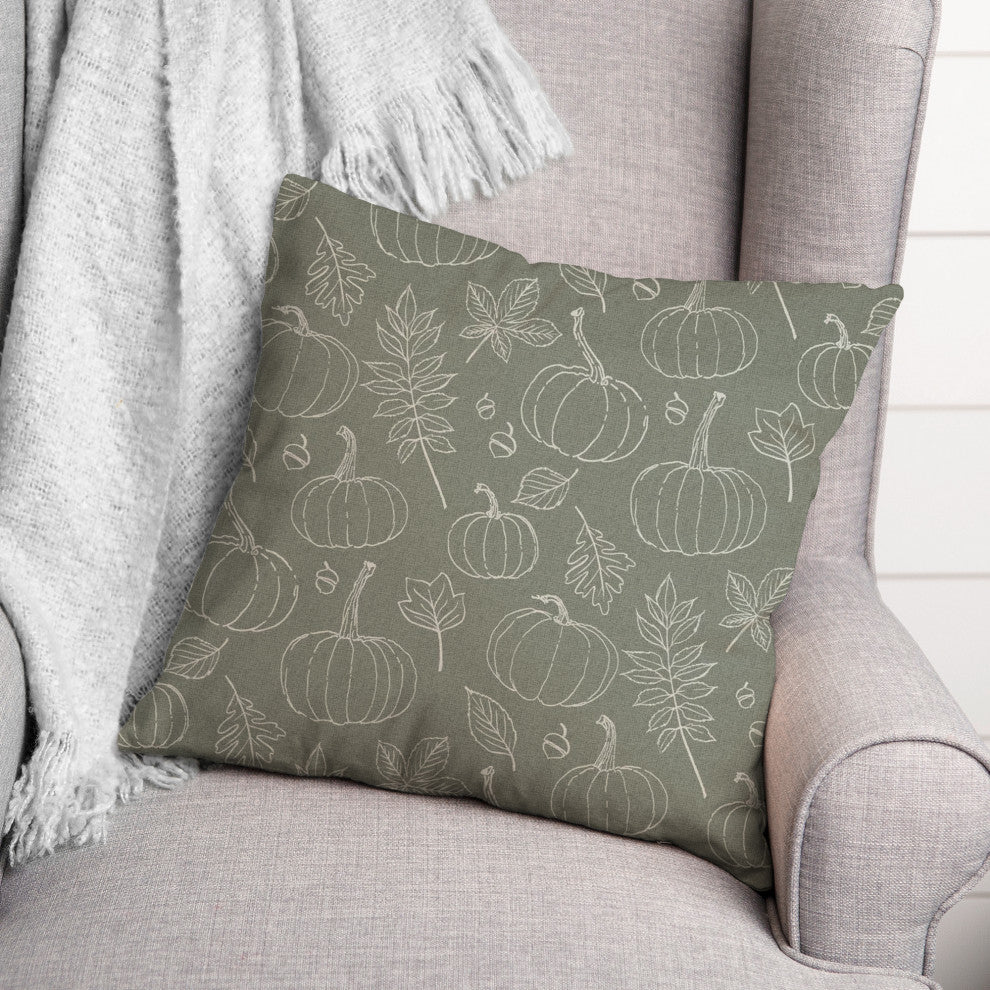 Green Fall Pattern 18x18 Spun Poly Pillow