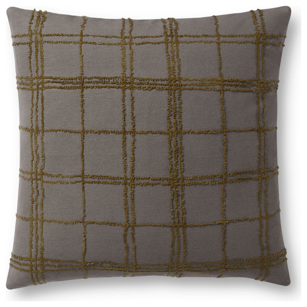 Jean Stoffer x Loloi Edward Charcoal / Olive 18'' x 18'' Cover WithDown Pillow