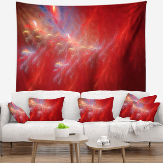 Mystic Red Thunder Sky Abstract Wall Tapestry, 80"x68"