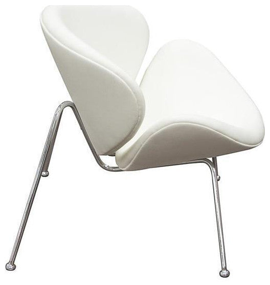 Benzara BM192121 Modern Leatherette Upholstered Accent Chair , Set of 2, White