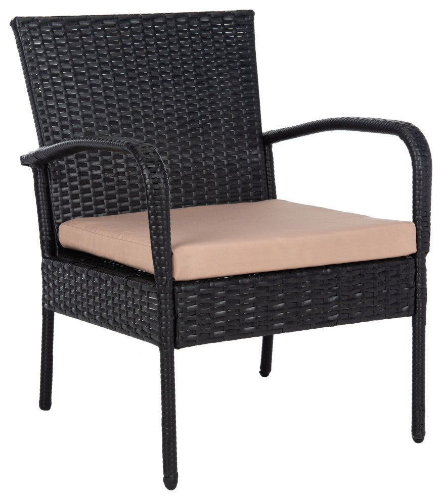 Safavieh Moore 3-Piece Outdoor Lounge Set Black/Beige