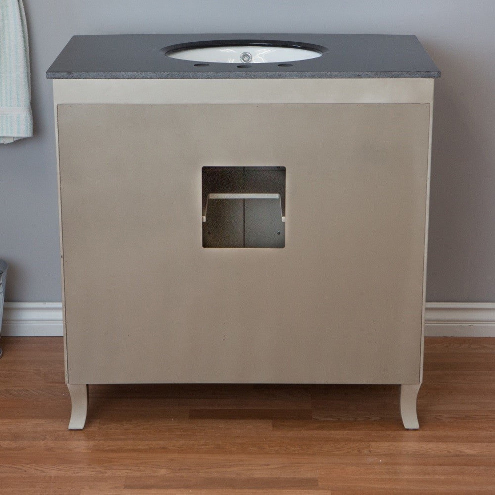 36" Single Sink Vanity-Wood-Bronze Silver