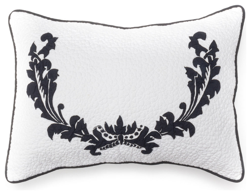 Antler Crown Bolster Pillow, White and Black