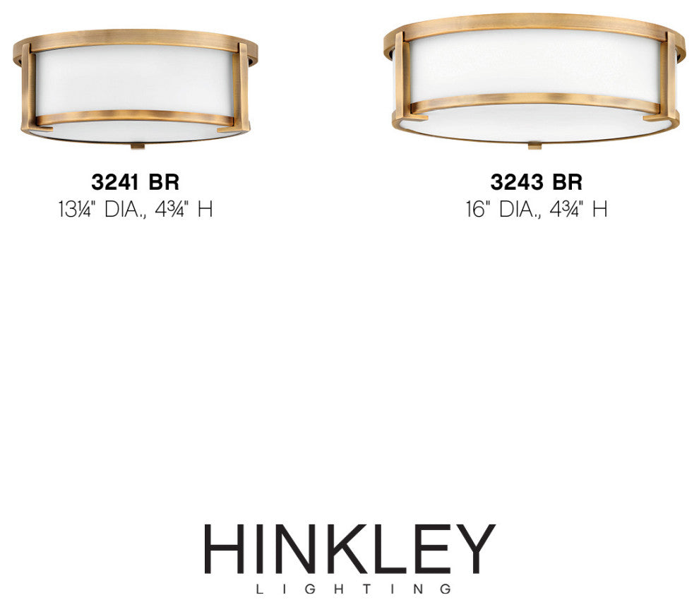 Hinkley Lowell 16" Md Flush Mount Ceiling Light,Brushed Bronze+Etched Opal Glass