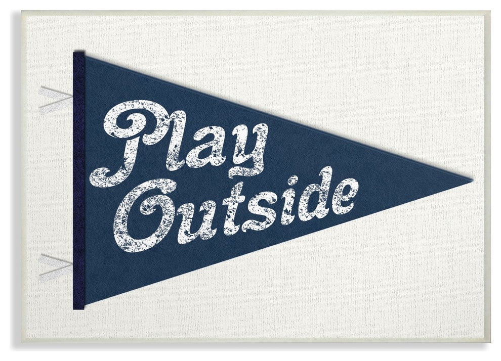 Stupell Ind. Play Outside Pennant Blue Wall Plaque, 13"x19"