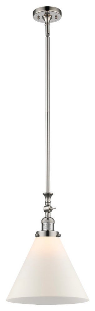 X-Large Cone 1-Light Mini Pendant, Polished Nickel, Matte White