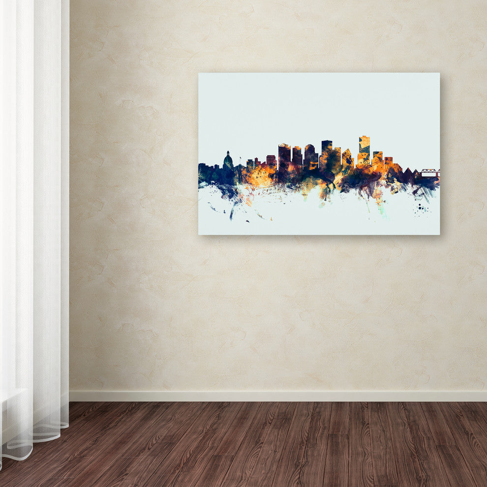 Michael Tompsett ''Edmonton Canada Skyline Blue'' Canvas Art, 12x19