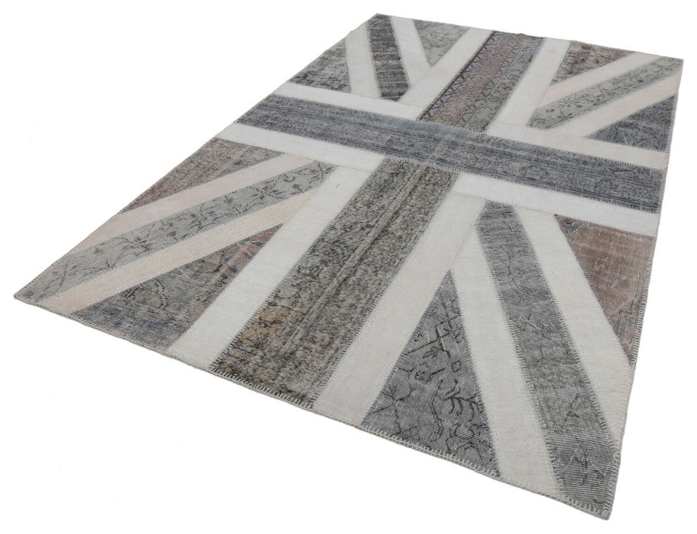 Rug N Carpet - Handmade Anatolian 6' 7'' x 10' 0'' Flag Patchwork Rug