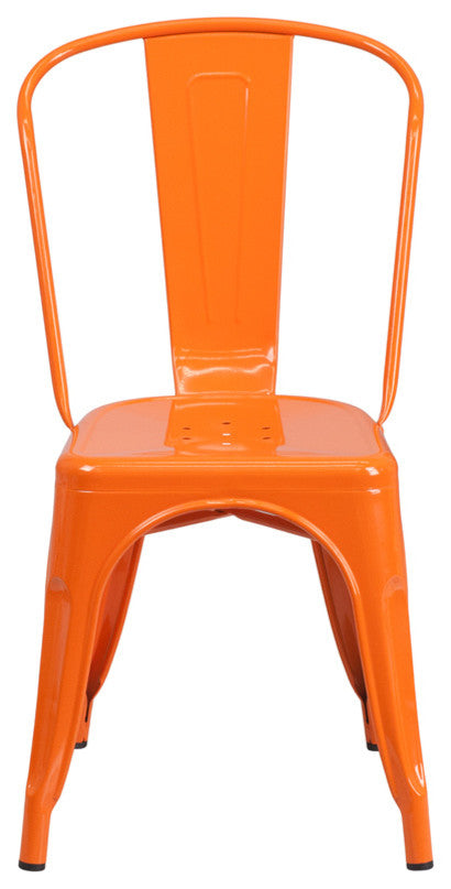 Orange Metal Indoor-Outdoor Stackable Chair