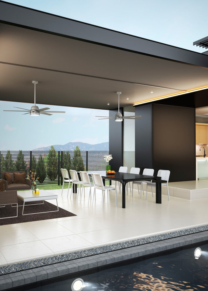 Hunter 60" Skysail Matte Silver Wet Rated Ceiling Fan, LED Kit, Remote