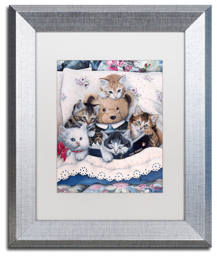 Jenny Newland 'Kittens And Teddy Bear' Matted Framed Art, 14x11